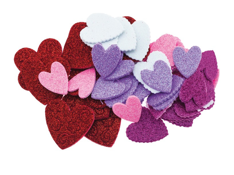 Naklejki z pianki serca (64szt) PVW06 Brewis